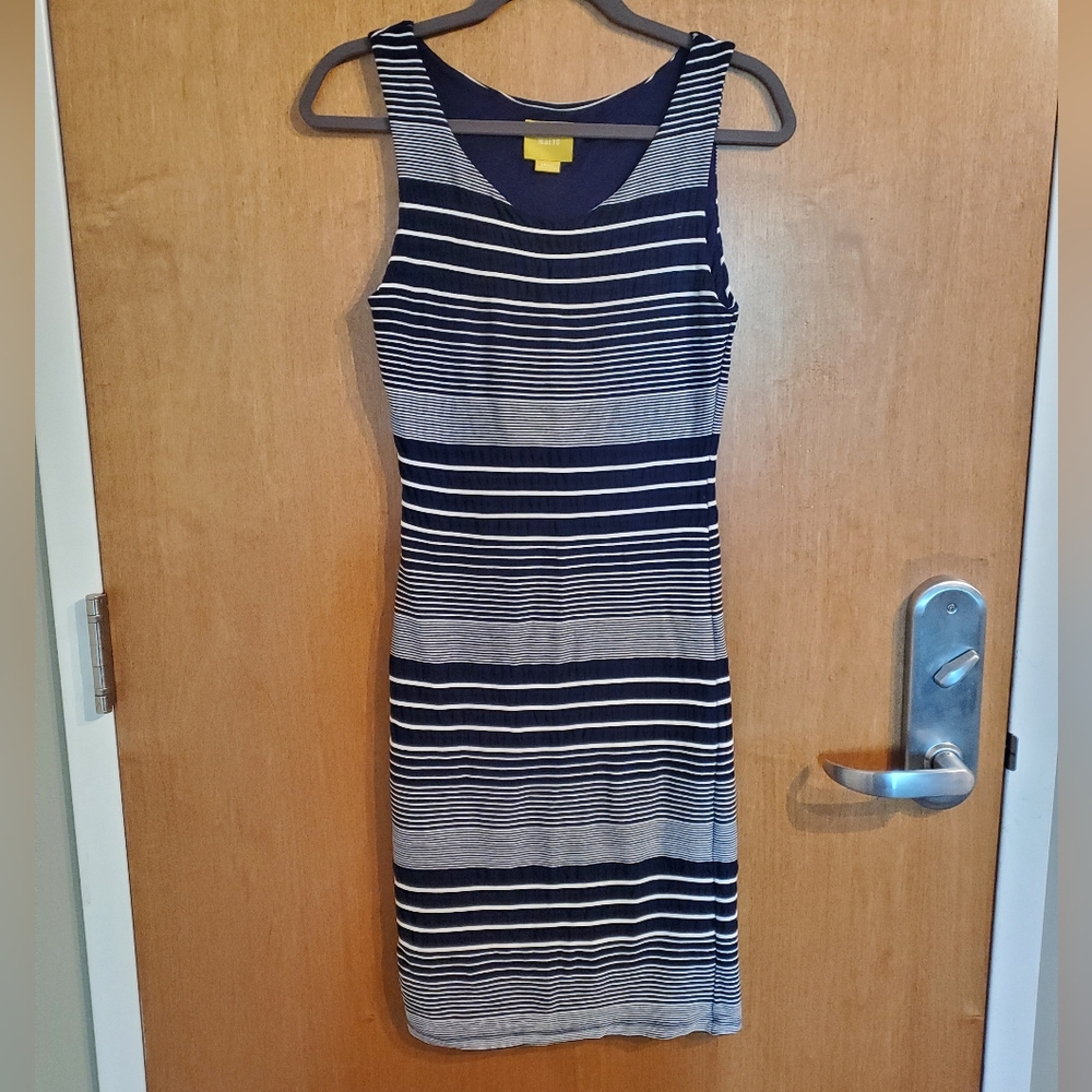 Anthropologie Maeve small blue and white sleevless bodycon dress size small